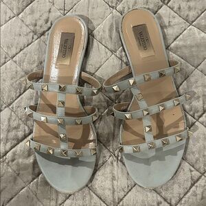 Valentino Women's Studded Sandals - Grayish Blue